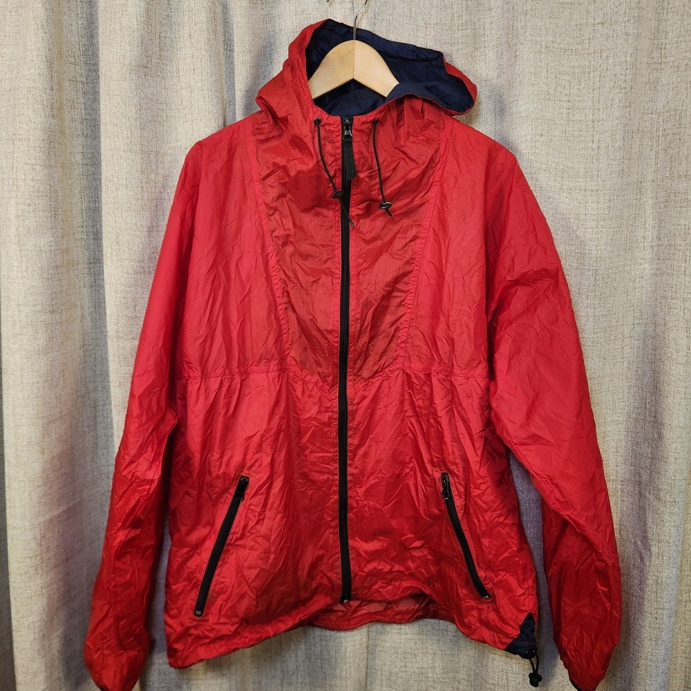 Helly Hansen Full Zip Windbreaker Men/Women Med Red Ultra Light Hood Packable